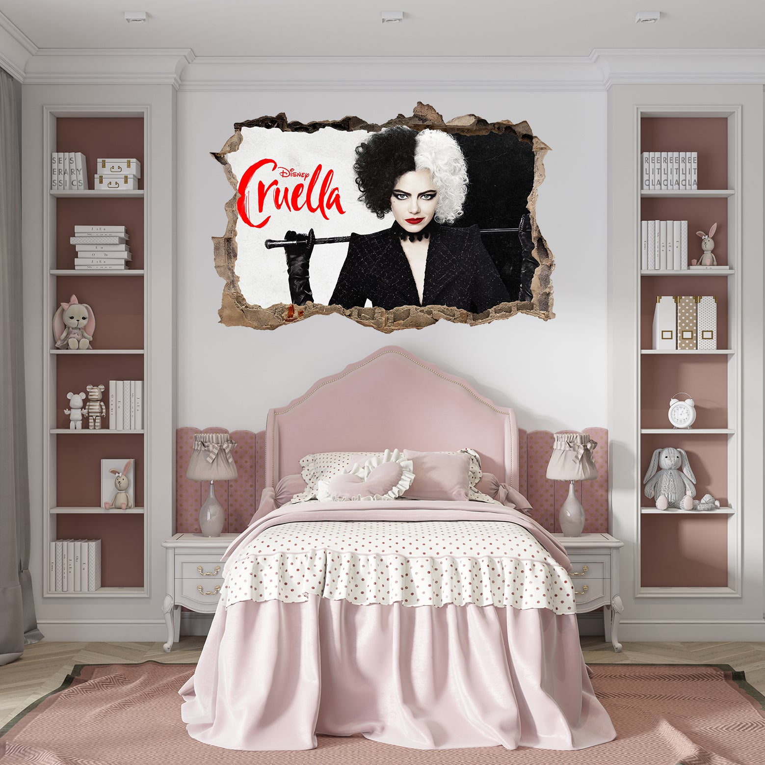 Cruella 3D Smashed Hole Illusion Decal Wall Sticker JS12