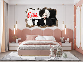 Cruella 3D Smashed Hole Illusion Decal Wall Sticker JS12