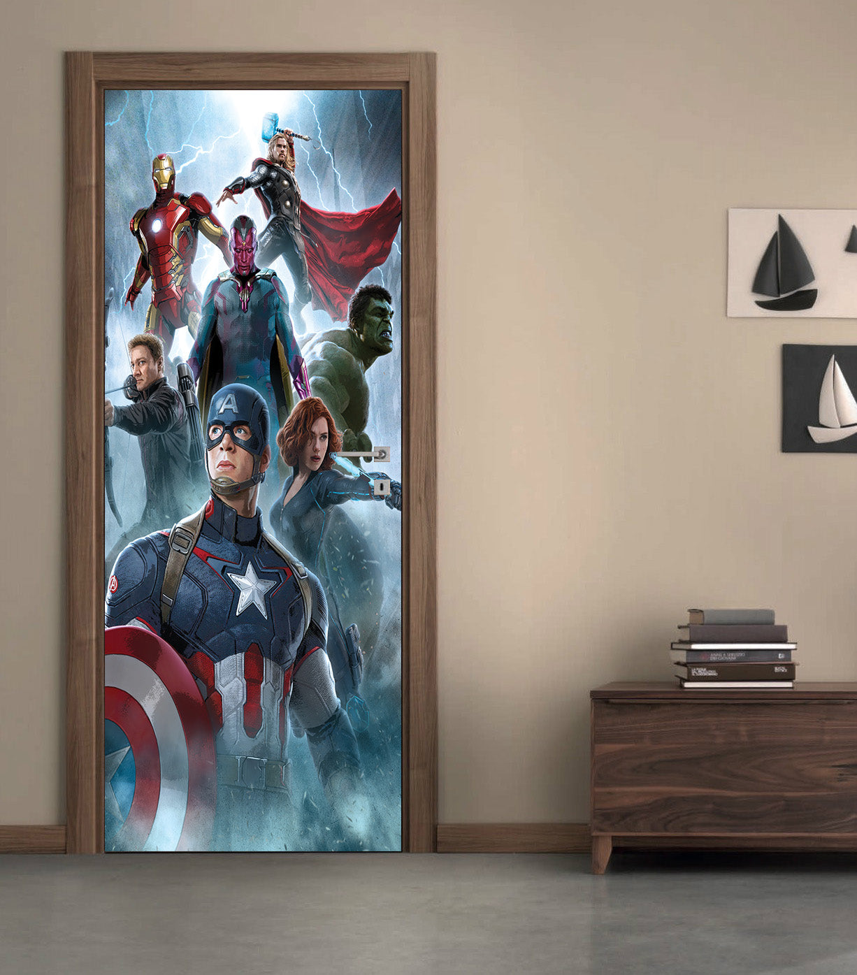 The Avengers Super Heroes Personalized DOOR WRAP Decal Removable Sticker D01