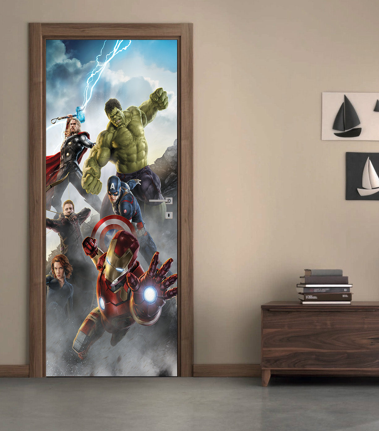 Super Heroes Characters DIY DOOR WRAP Decal Removable Sticker D03
