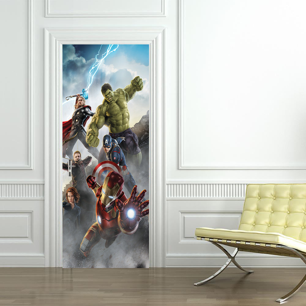 Super Heroes Characters DIY DOOR WRAP Decal Removable Sticker D03