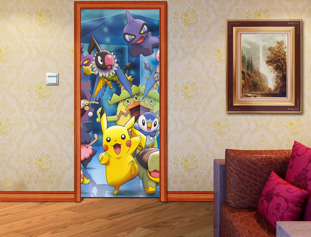 POKEMON Personalized DOOR WRAP Decal Removable Sticker D05
