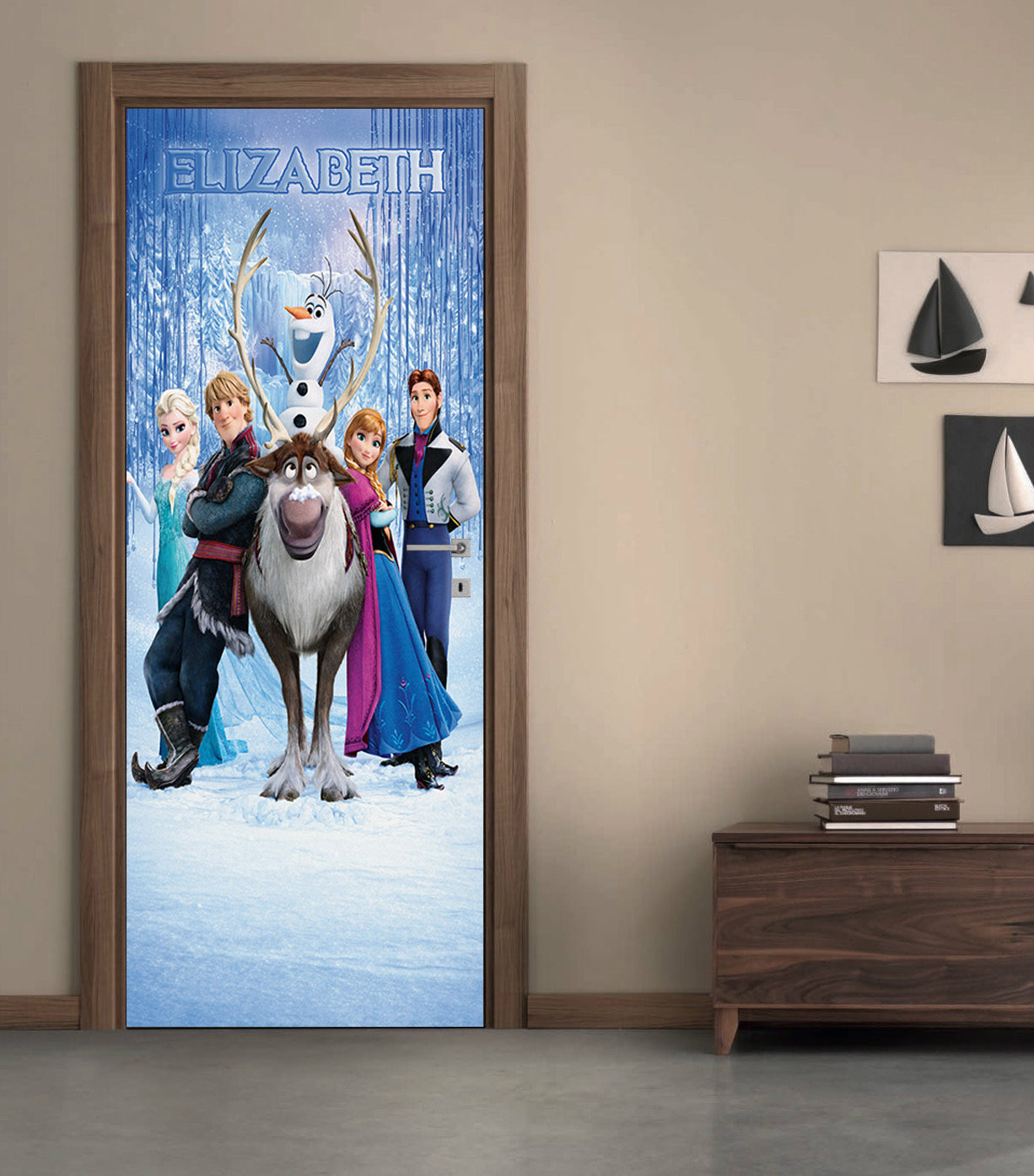 Frozen Personalized Name DOOR WRAP Decal Removable Sticker D07