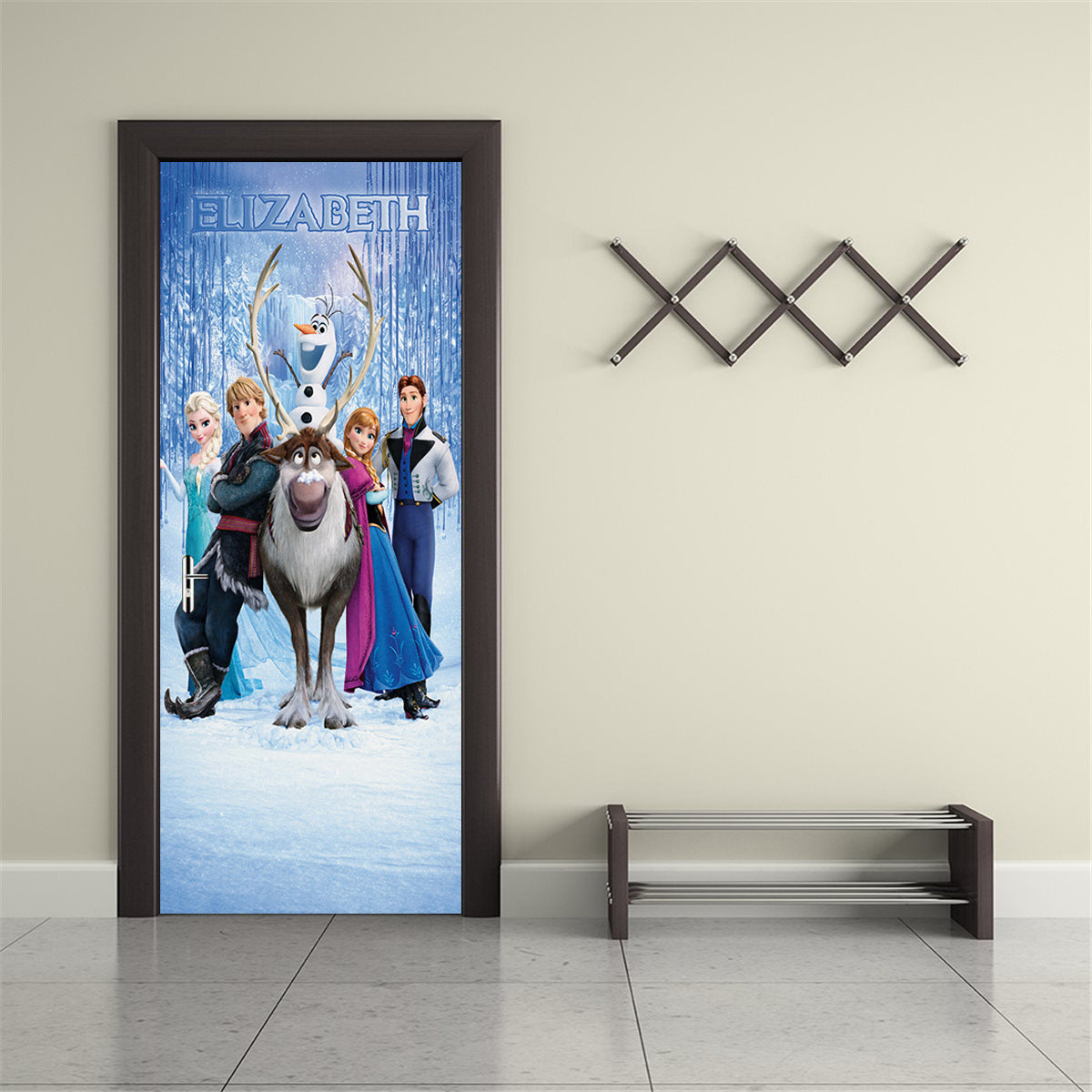 Frozen Personalized Name DOOR WRAP Decal Removable Sticker D07