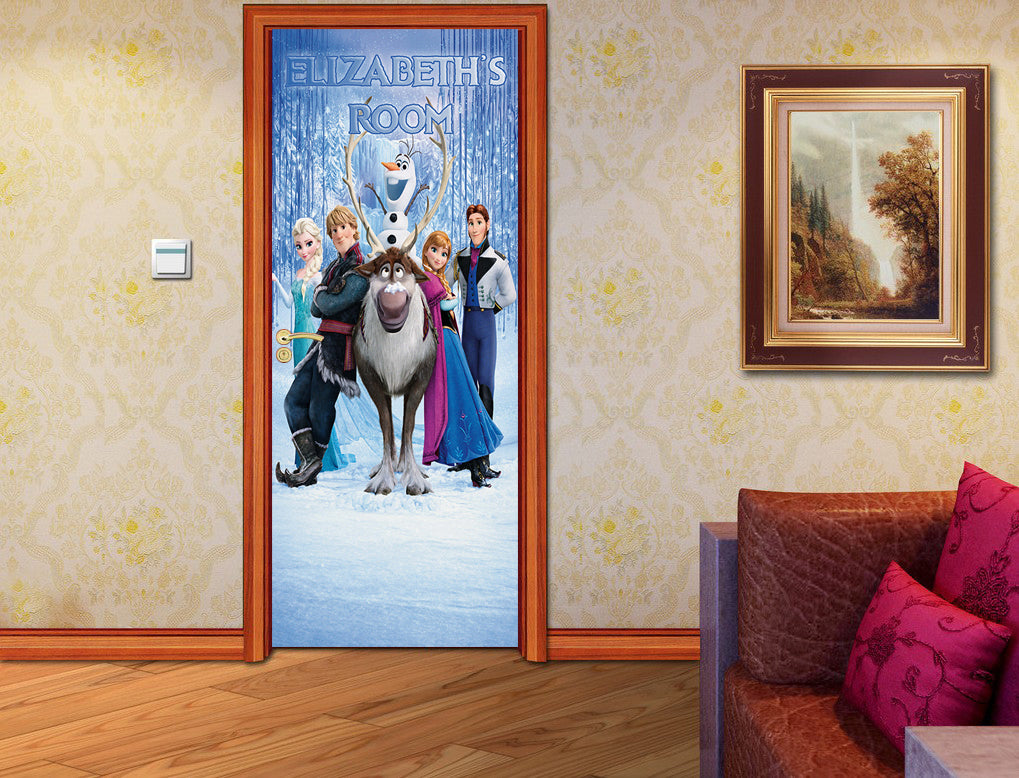 Frozen Personalized Name DOOR WRAP Decal Removable Sticker D07