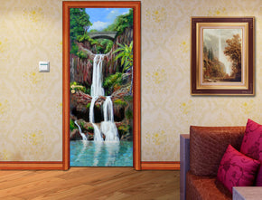 Waterfall Forest Trees DIY DOOR WRAP Decal Removable Sticker D103