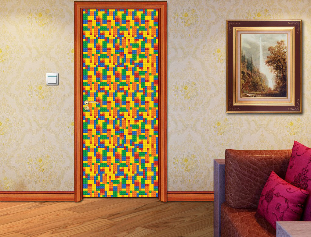 Bricks DIY DOOR WRAP Decal Removable Sticker D107