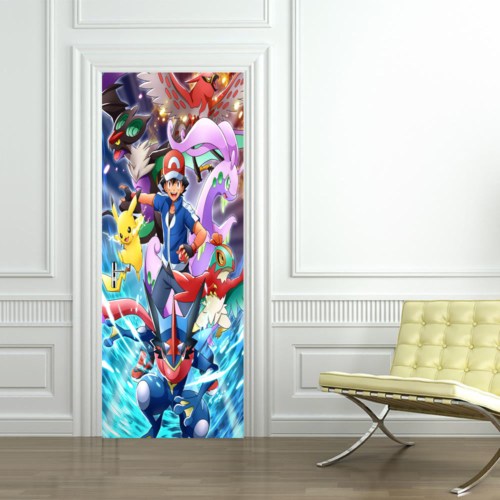 POKEMON Characters DIY DOOR WRAP Decal Removable Sticker D113