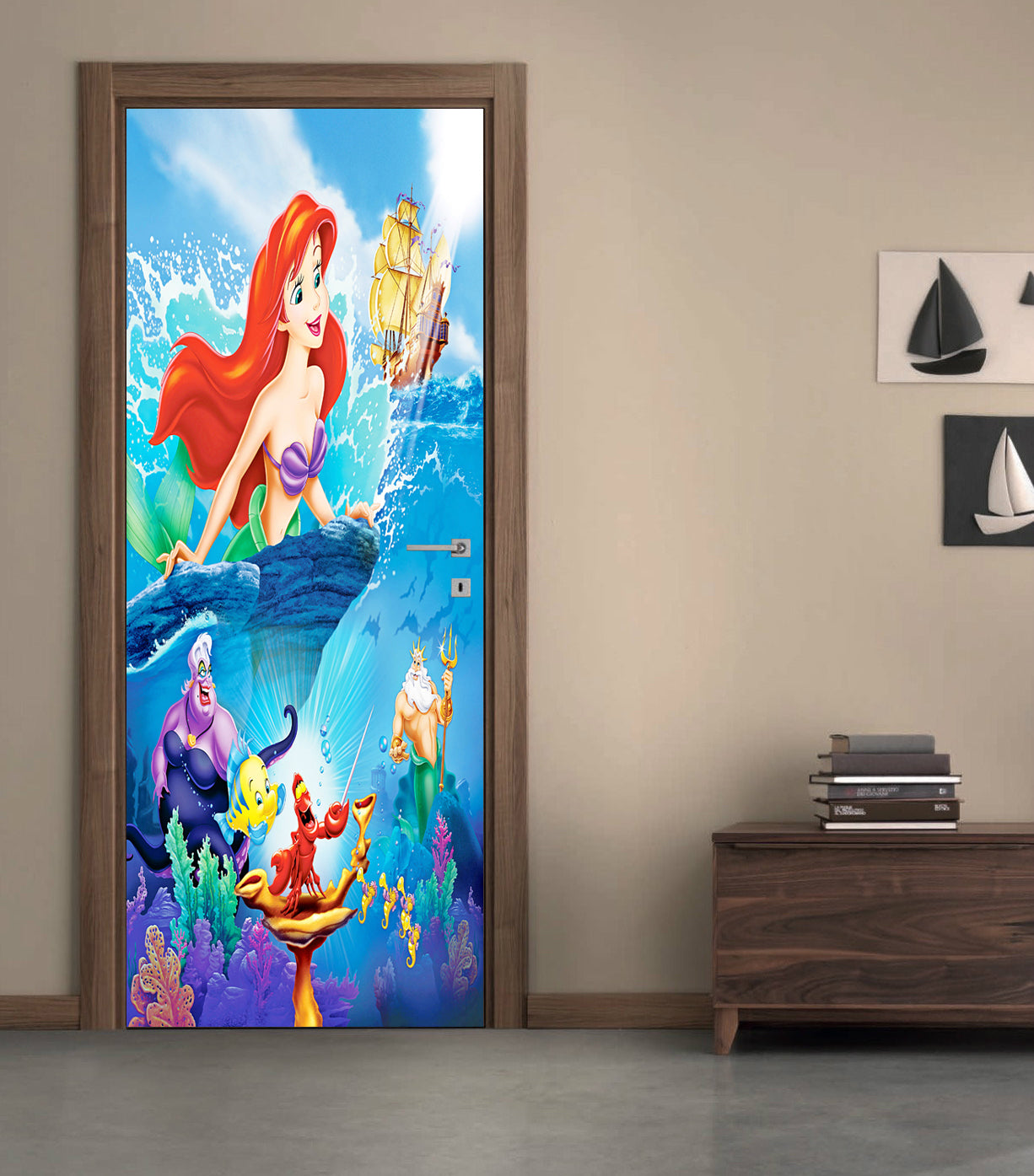 The Little Mermaid Ariel DOOR WRAP Decal Removable Sticker D116