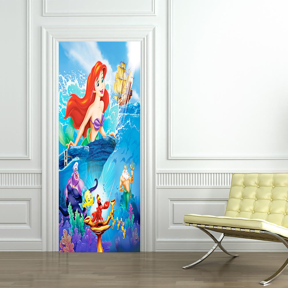 The Little Mermaid Ariel DOOR WRAP Decal Removable Sticker D116