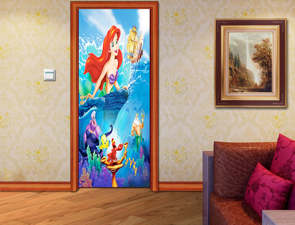 The Little Mermaid Ariel DOOR WRAP Decal Removable Sticker D116