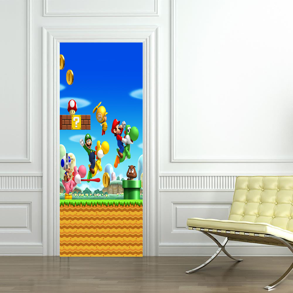 Super Mario Bros Nom personnalisé PORTE WRAP Autocollant amovible décalcomanies D117