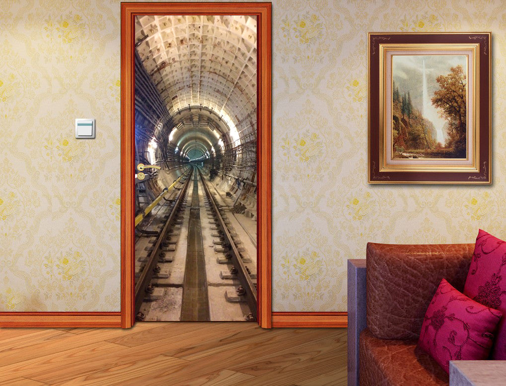 Underground Metro Tunnel DIY DOOR WRAP Decal Removable Sticker D119