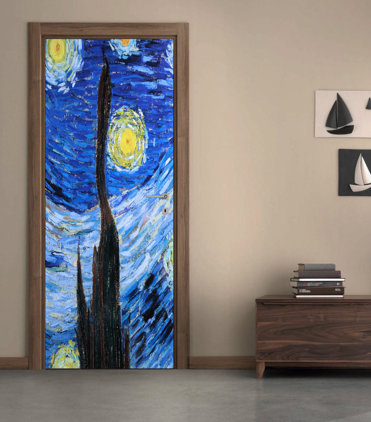 The Starry Night DIY DOOR WRAP Decal Removable Sticker D122