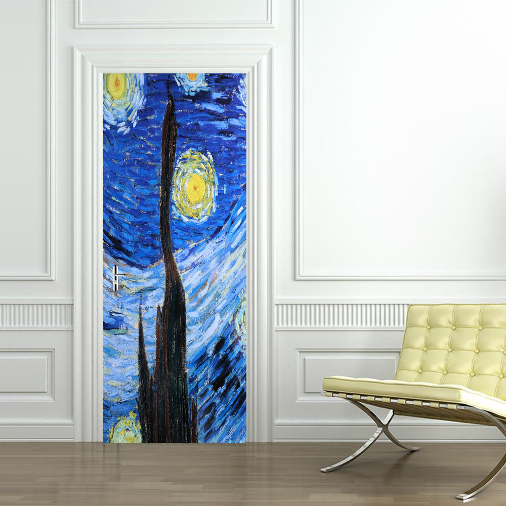 The Starry Night DIY DOOR WRAP Decal Removable Sticker D122