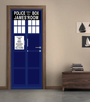 Dr. Who Tardis Personalized Name DOOR WRAP Decal Removable Sticker D127