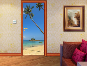 Exotic Beach Palm Trees DIY DOOR WRAP Decal Removable Sticker D12