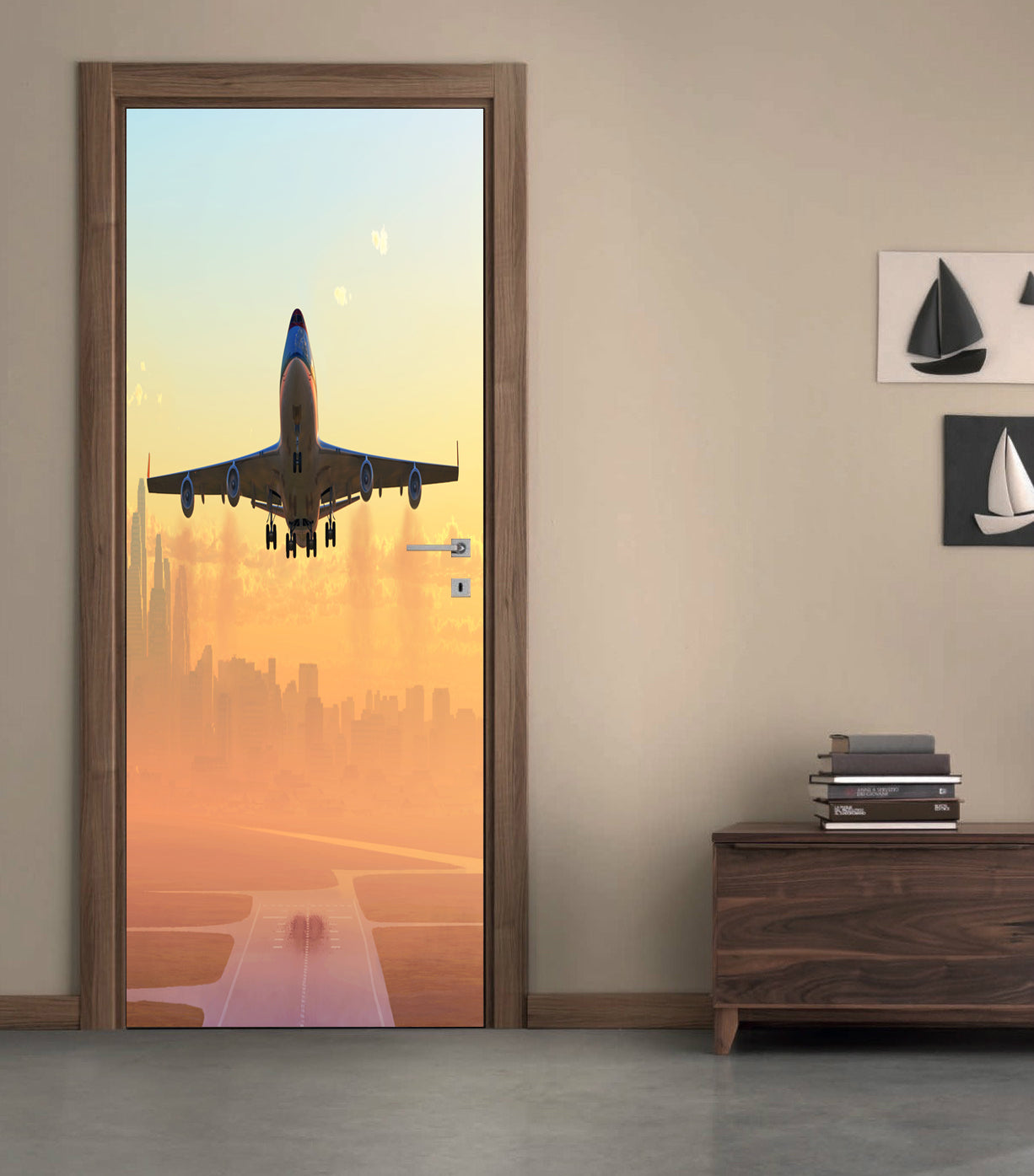 Airplane Lift Off DIY DOOR WRAP Decal Removable Sticker D134