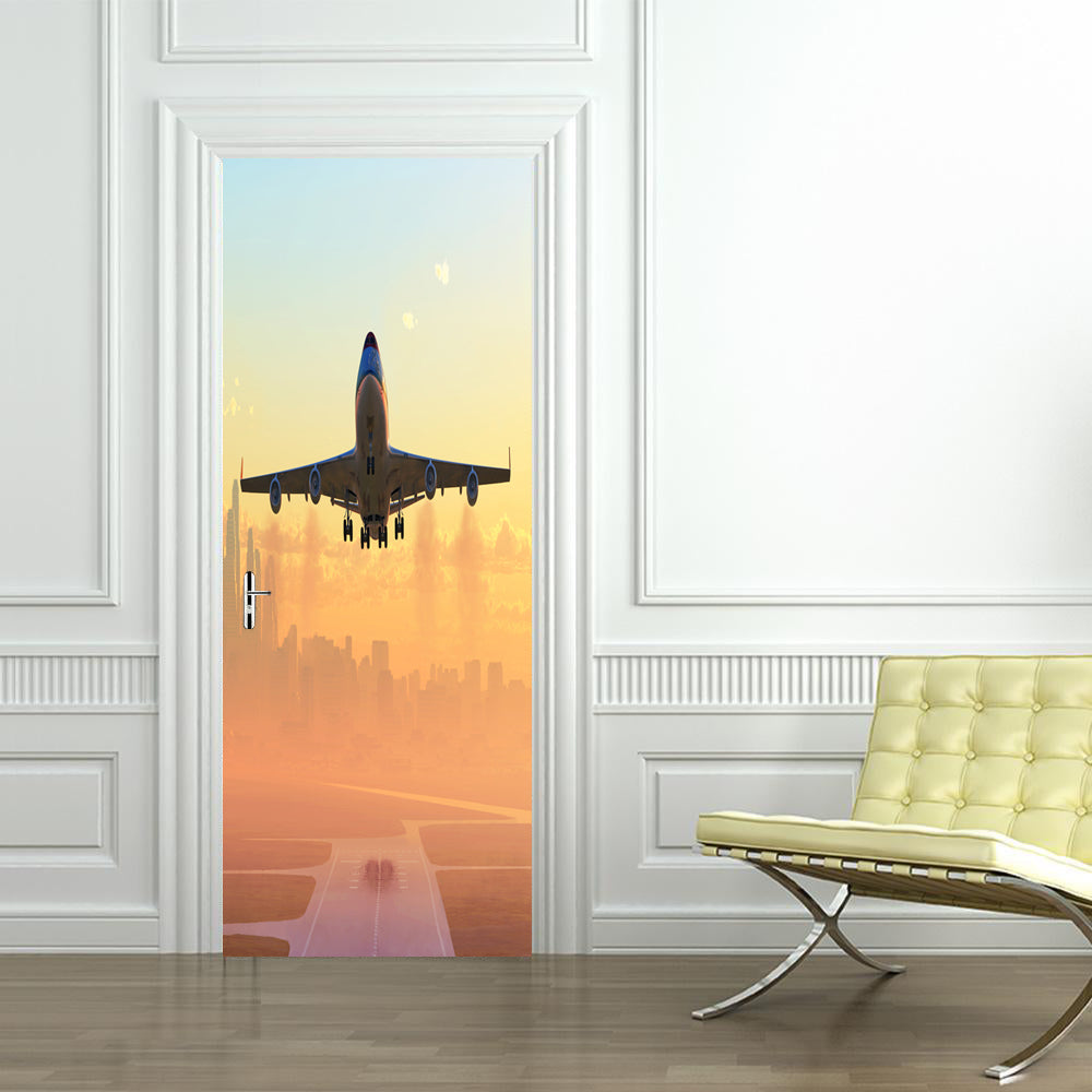 Airplane Lift Off DIY DOOR WRAP Decal Removable Sticker D134
