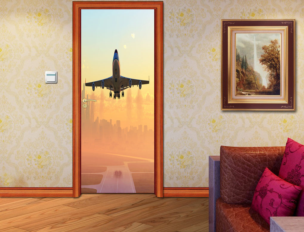 Airplane Lift Off DIY DOOR WRAP Decal Removable Sticker D134