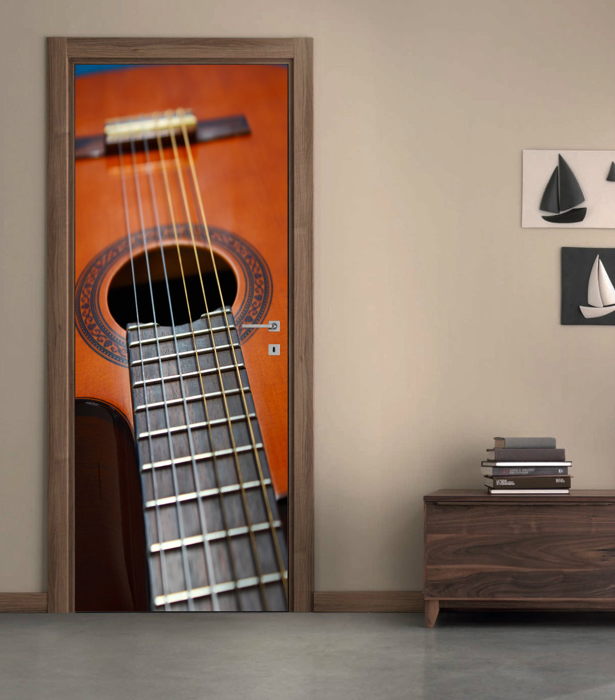 Musique de guitare classique DIY DOOR WRAP Autocollant amovible D152