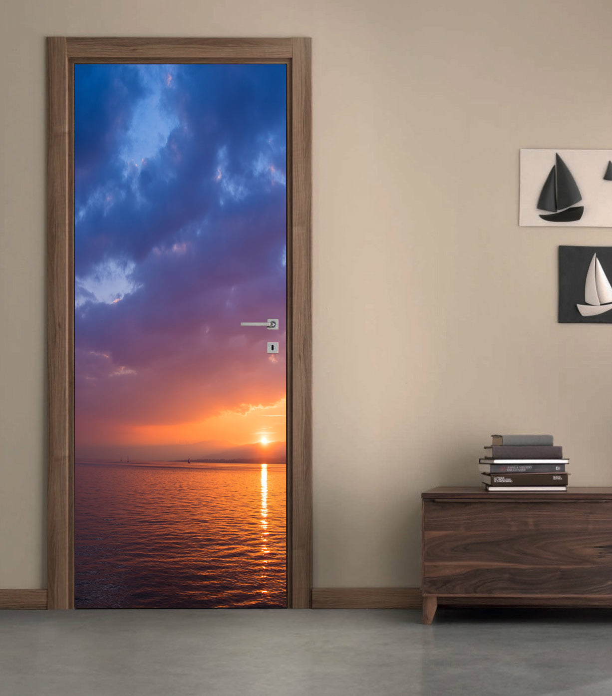 Ocean Sunset DIY DOOR WRAP Decal Sticker Amovible D159