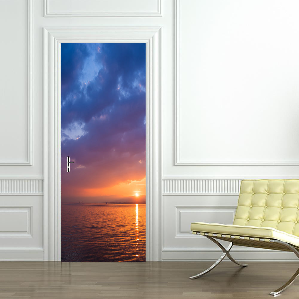 Ocean Sunset DIY DOOR WRAP Decal Sticker Amovible D159