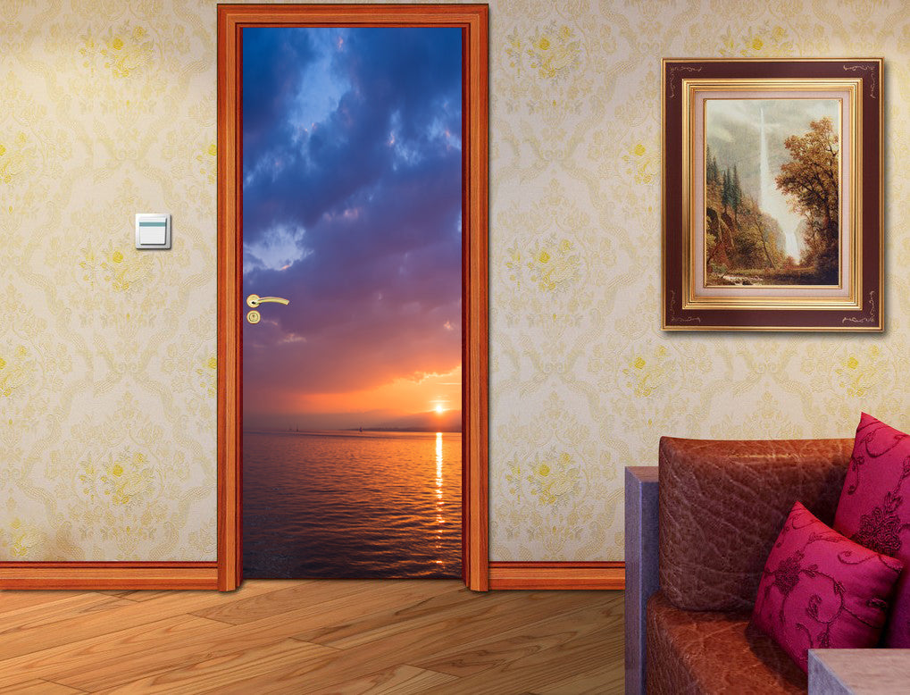 Ocean Sunset DIY DOOR WRAP Decal Sticker Amovible D159