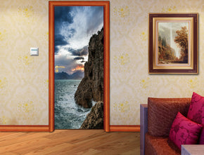 Stormy Ocean Sunset DIY DOOR WRAP Decal Removable Sticker D160