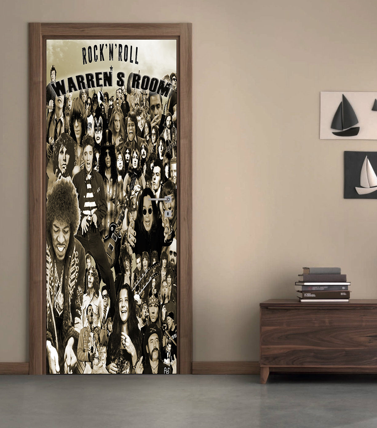 Rock N Roll Personalized Name DOOR WRAP Decal Removable Sticker D162