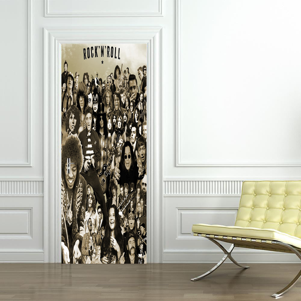 Rock N Roll Personalized Name DOOR WRAP Decal Removable Sticker D162
