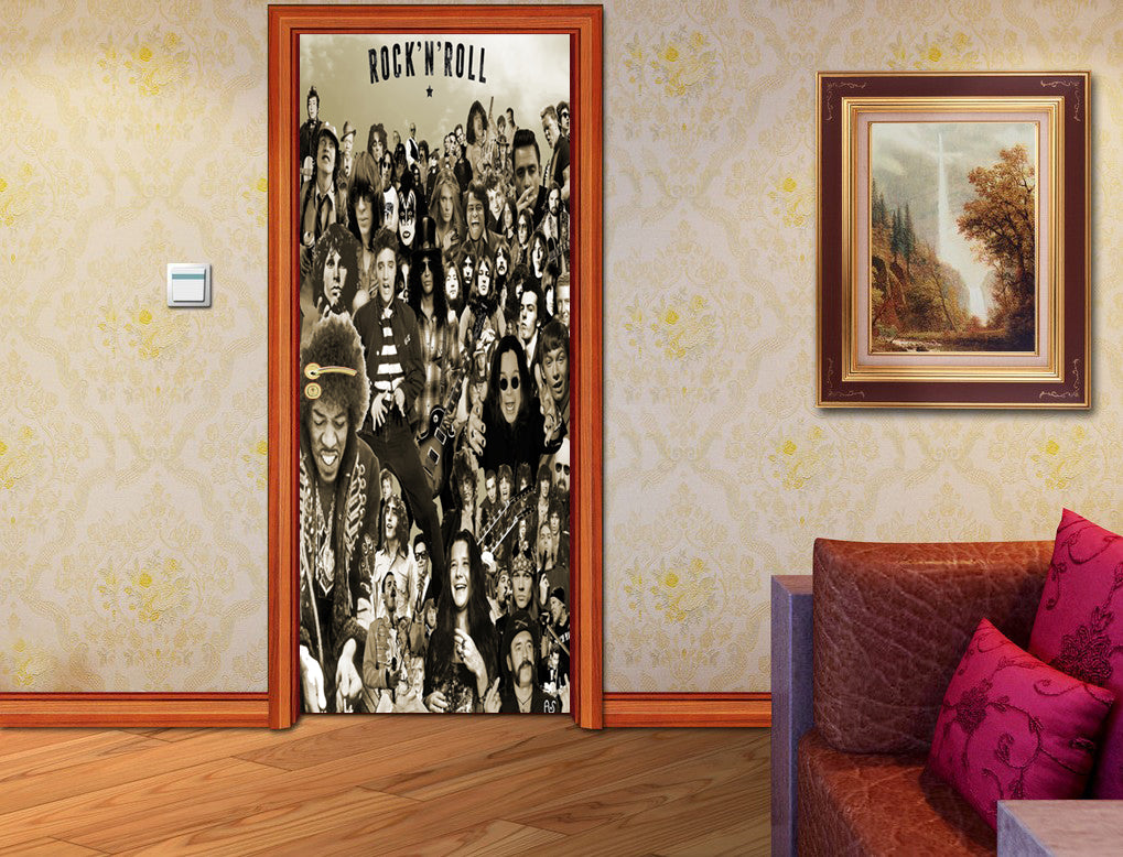 Rock N Roll Personalized Name DOOR WRAP Decal Removable Sticker D162