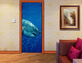 Grand requin blanc DIY DOOR WRAP Decal autocollant amovible D167
