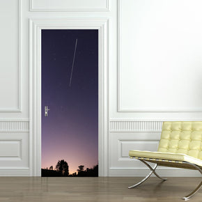 Starry Night Comet DIY DOOR WRAP Decal Removable Sticker D171