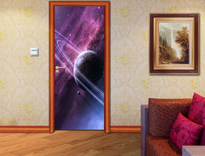 Space Purple Planet DIY DOOR WRAP Decal Removable Sticker D172