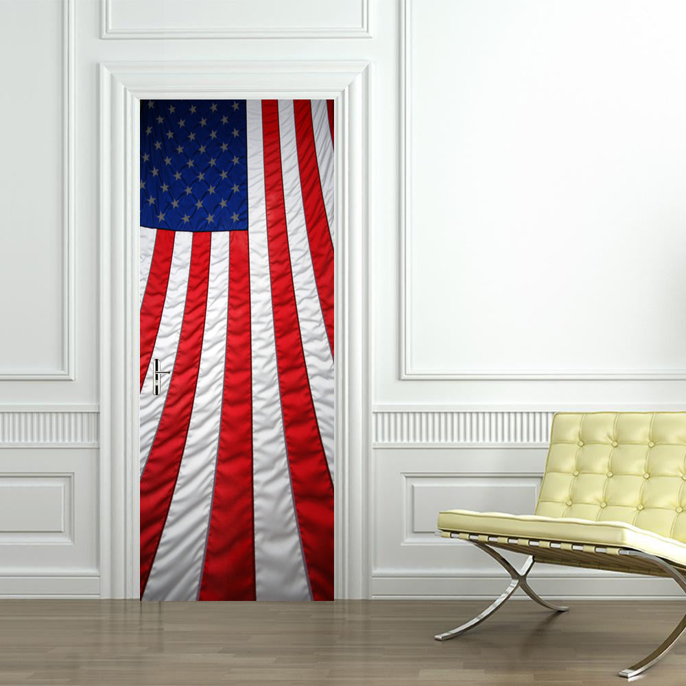 US American Flag DIY DOOR WRAP Decal Removable Sticker D177