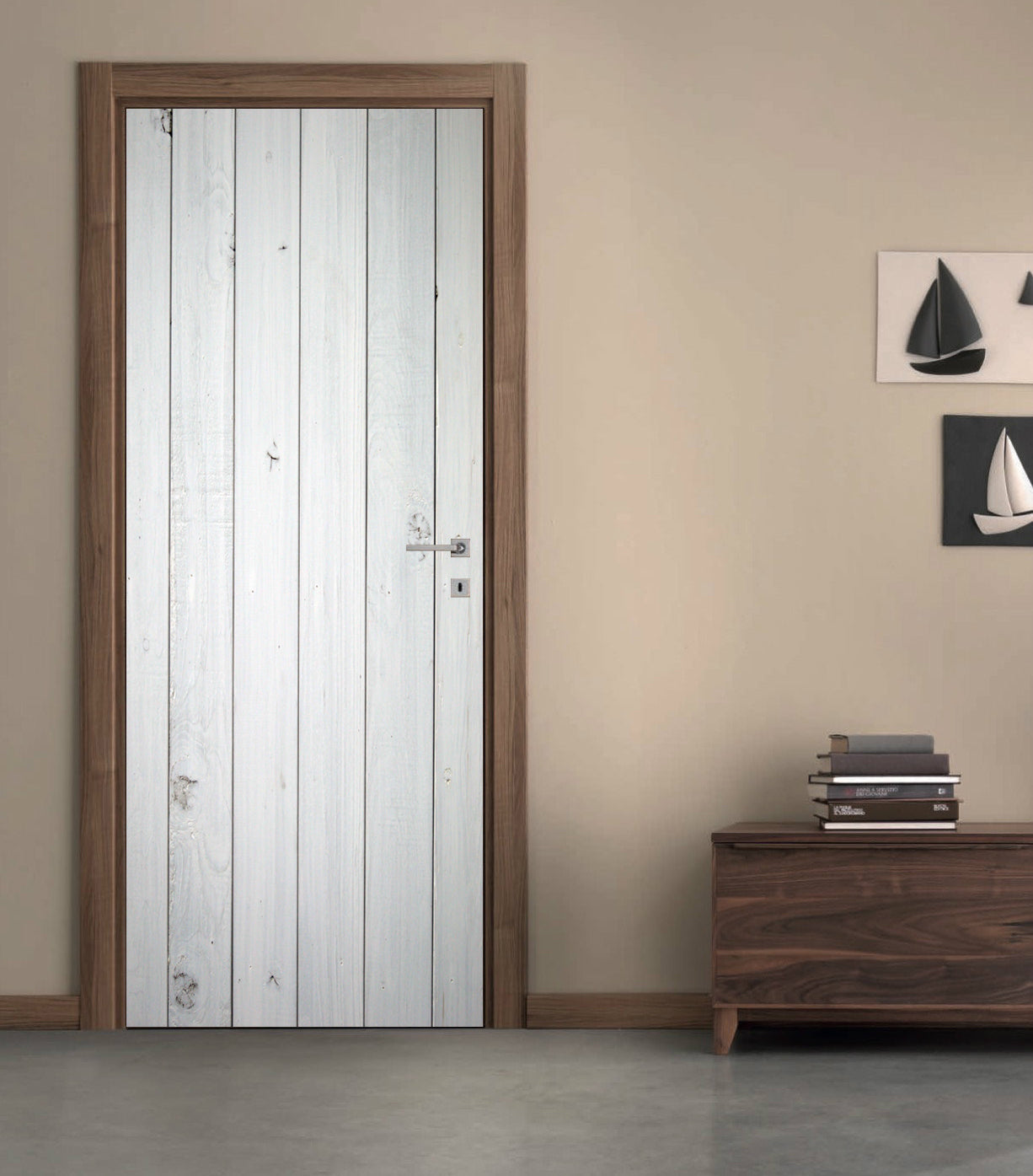 White Wood Planks DIY DOOR WRAP Decal Removable Sticker D178