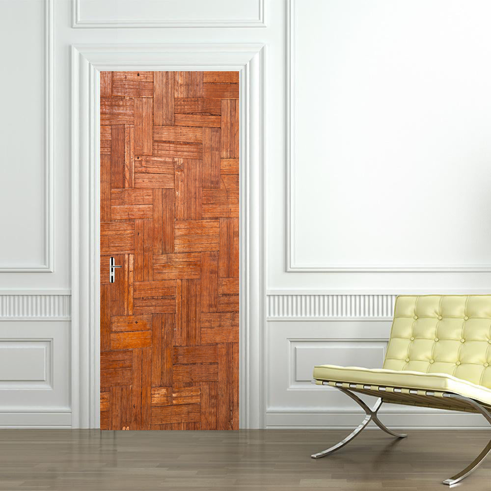 Wooden Panels Planks DIY DOOR WRAP Decal Removable Sticker D180