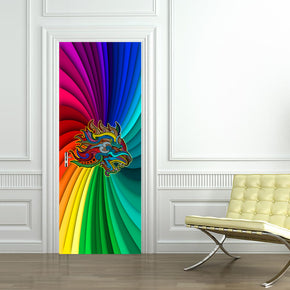 Rainbow Lion DIY DOOR WRAP Decal Removable Sticker D190