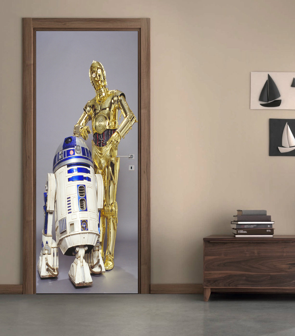 Star Wars R2D2 C3PO Personalized Name DOOR WRAP Decal Removable Sticker D192