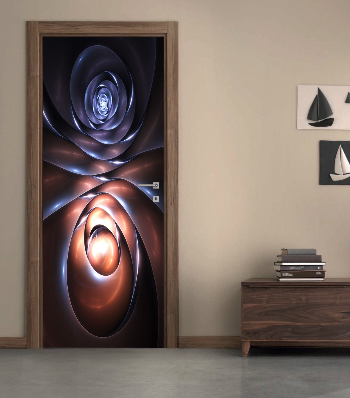 Vertical Yin Yang Abstract DIY DOOR WRAP Decal Removable Sticker D208