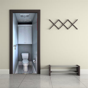 Toilet Entrance Illusion Personalized Name DOOR WRAP Decal Removable Sticker D212