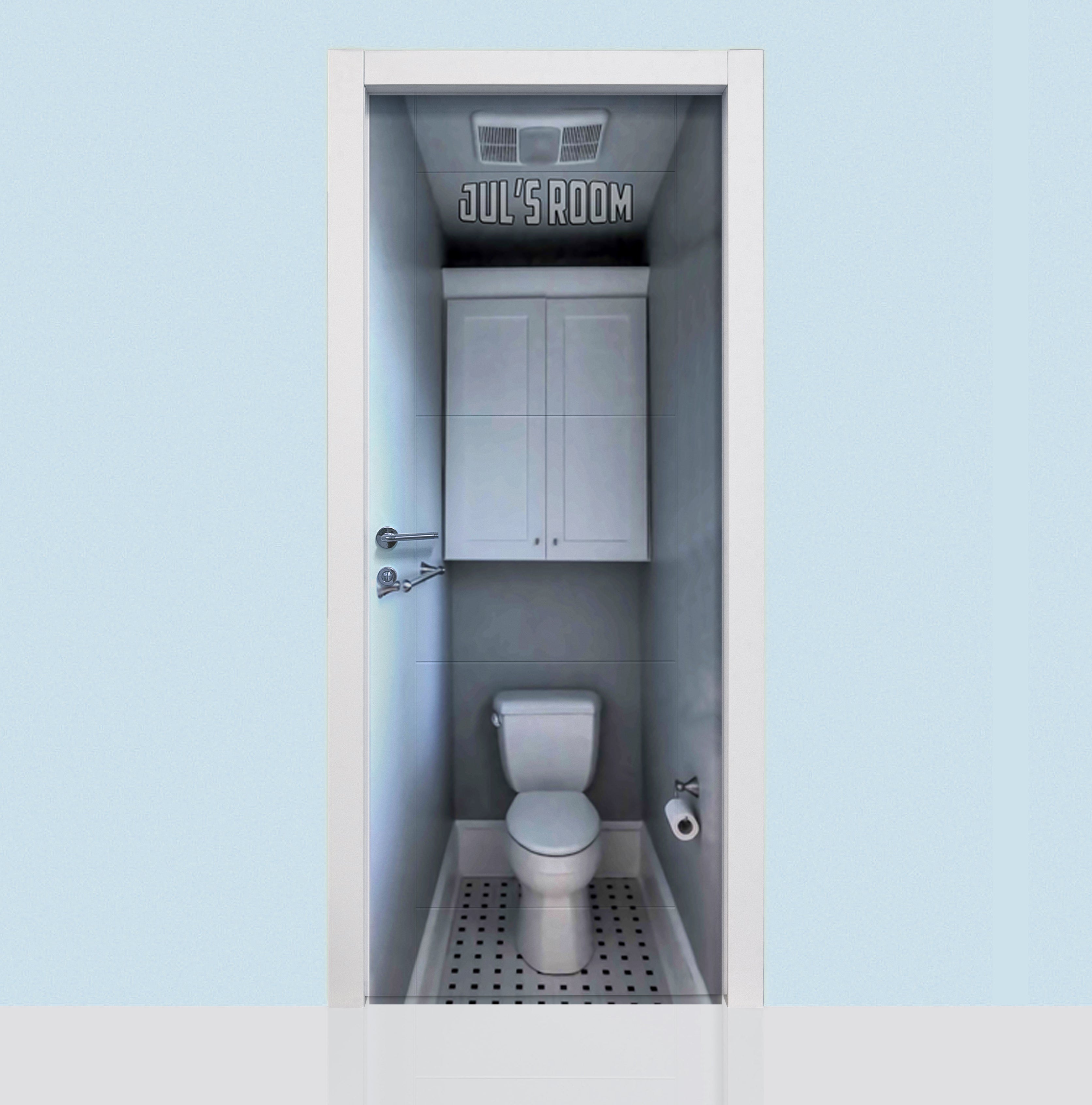 Toilet Entrance Illusion Personalized Name DOOR WRAP Decal Removable Sticker D212