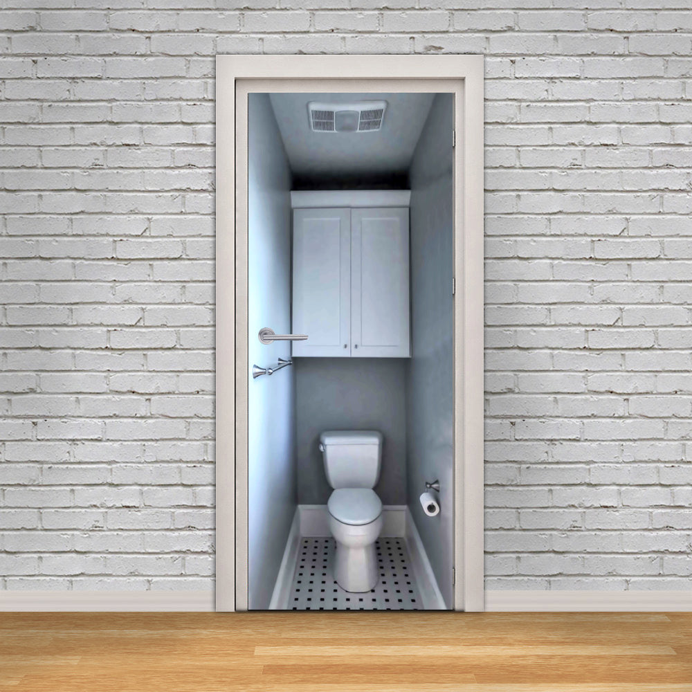 Toilet Entrance Illusion Personalized Name DOOR WRAP Decal Removable Sticker D212