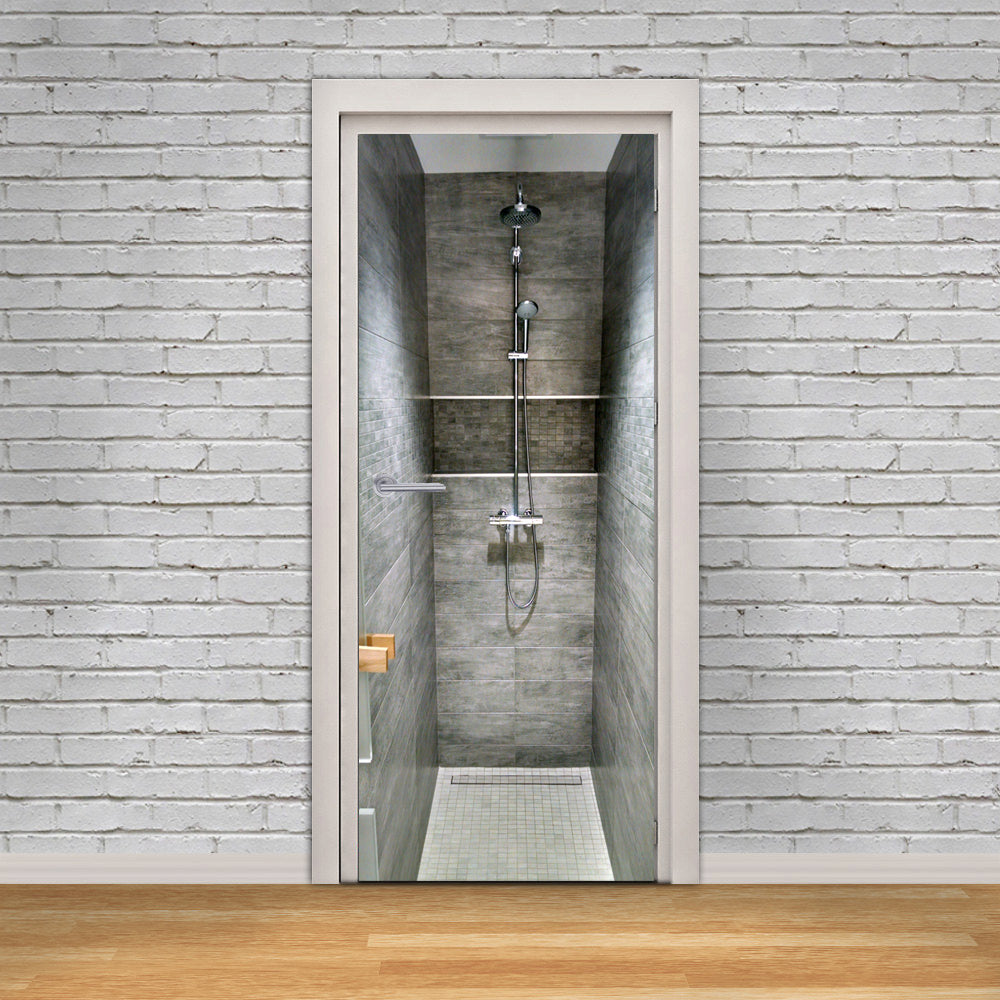 Shower Entrance Illusion DIY DOOR WRAP Decal Removable Sticker D213