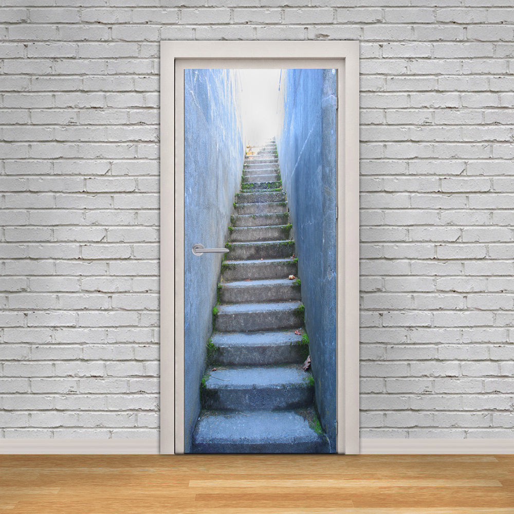 Stairway Illusion Personalized Name DOOR WRAP Decal Removable Sticker D214