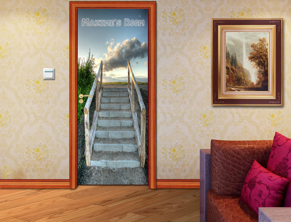 Stairway To Heaven Personalized Name DOOR WRAP Decal Removable Sticker D215