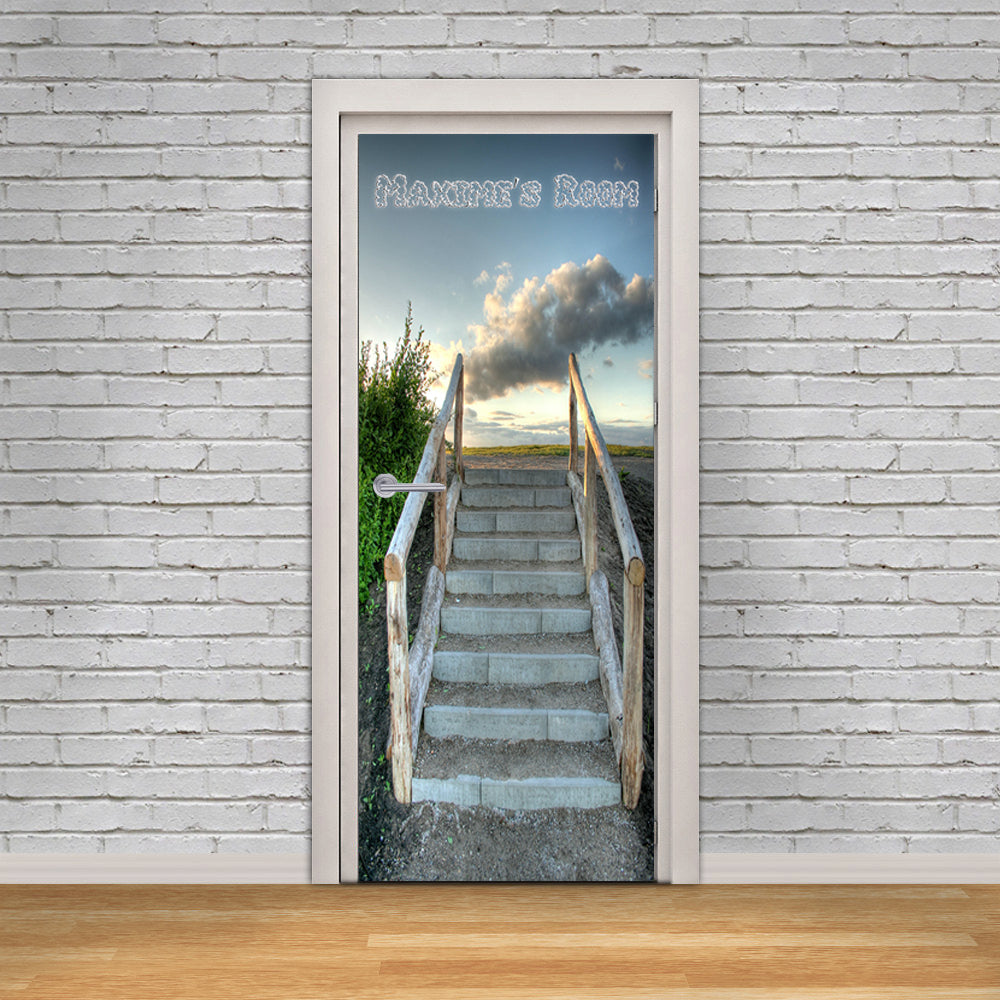 Stairway To Heaven Personalized Name DOOR WRAP Decal Removable Sticker D215