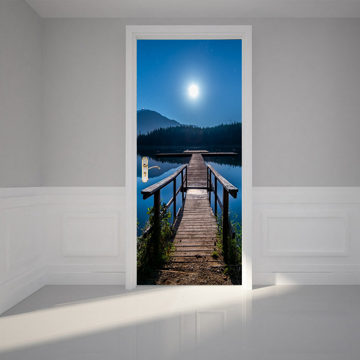 Bridge Over Lake Water DIY DOOR WRAP Decal Removable Sticker D218