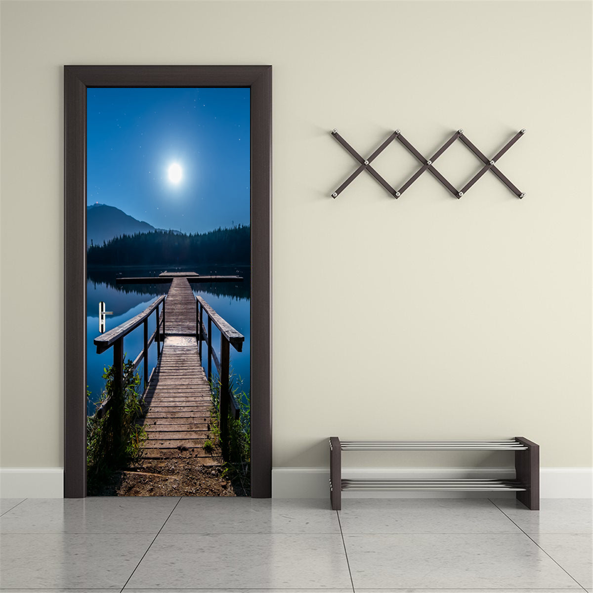 Bridge Over Lake Water DIY DOOR WRAP Decal Removable Sticker D218